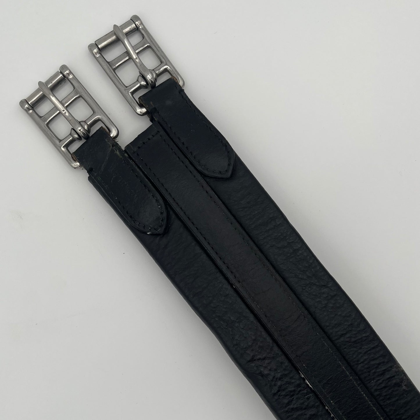Wembley 50in Black Leather Girth (with Elastic)