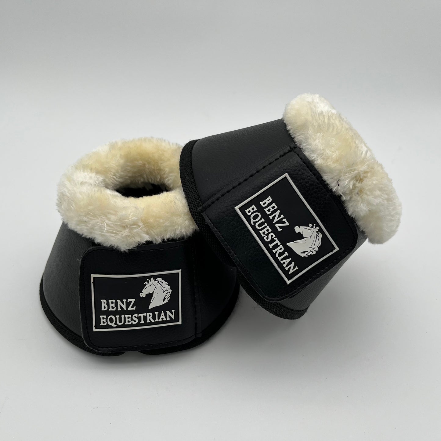 Benz Equestrian Black Leather Faux Wool Overreach Boots