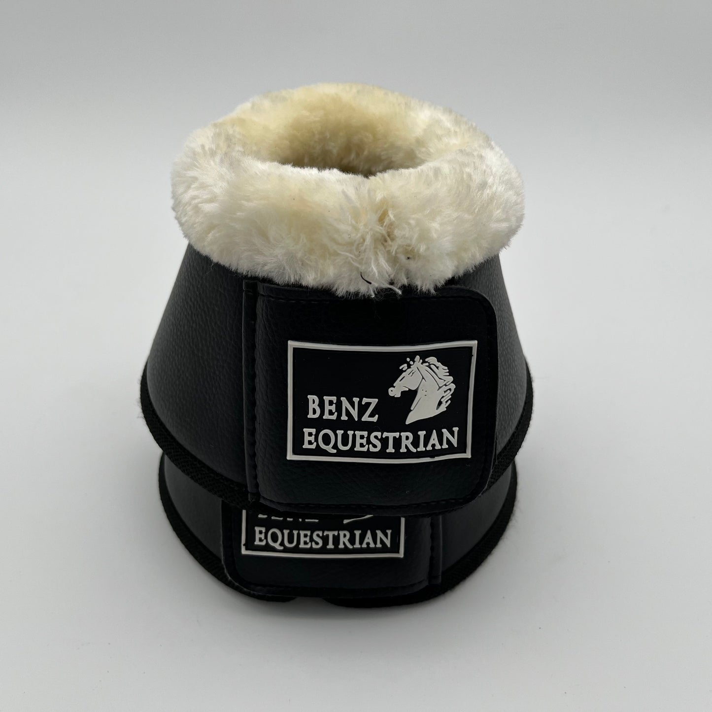 Benz Equestrian Black Leather Faux Wool Overreach Boots