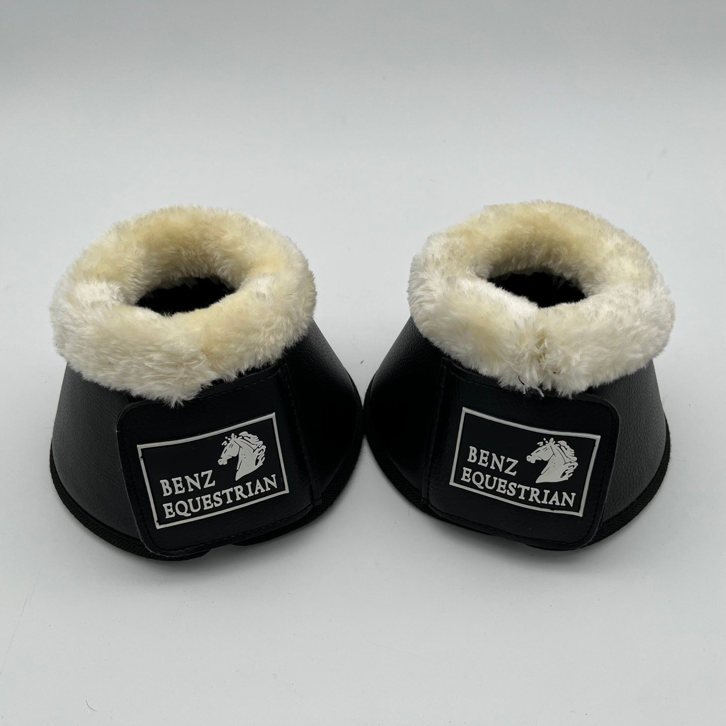 Benz Equestrian Black Leather Faux Wool Overreach Boots