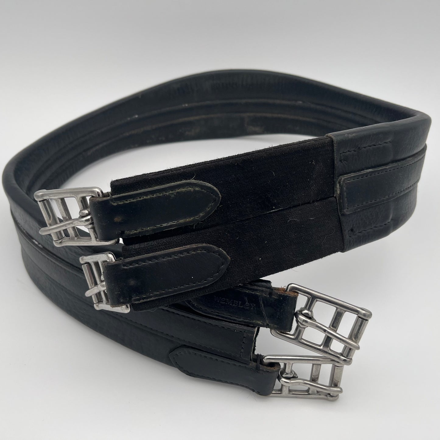 Wembley 50in Black Leather Girth (with Elastic)
