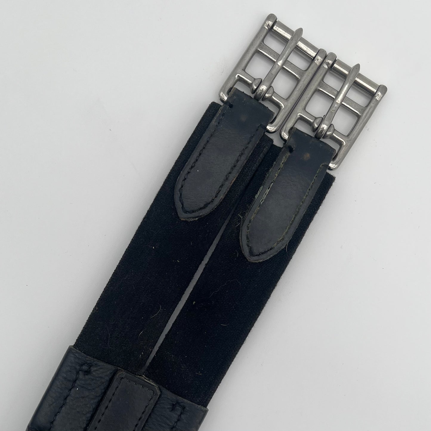 Wembley 50in Black Leather Girth (with Elastic)