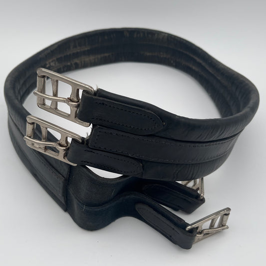 Wembley 48in Black Leather Girth (with Elastic)