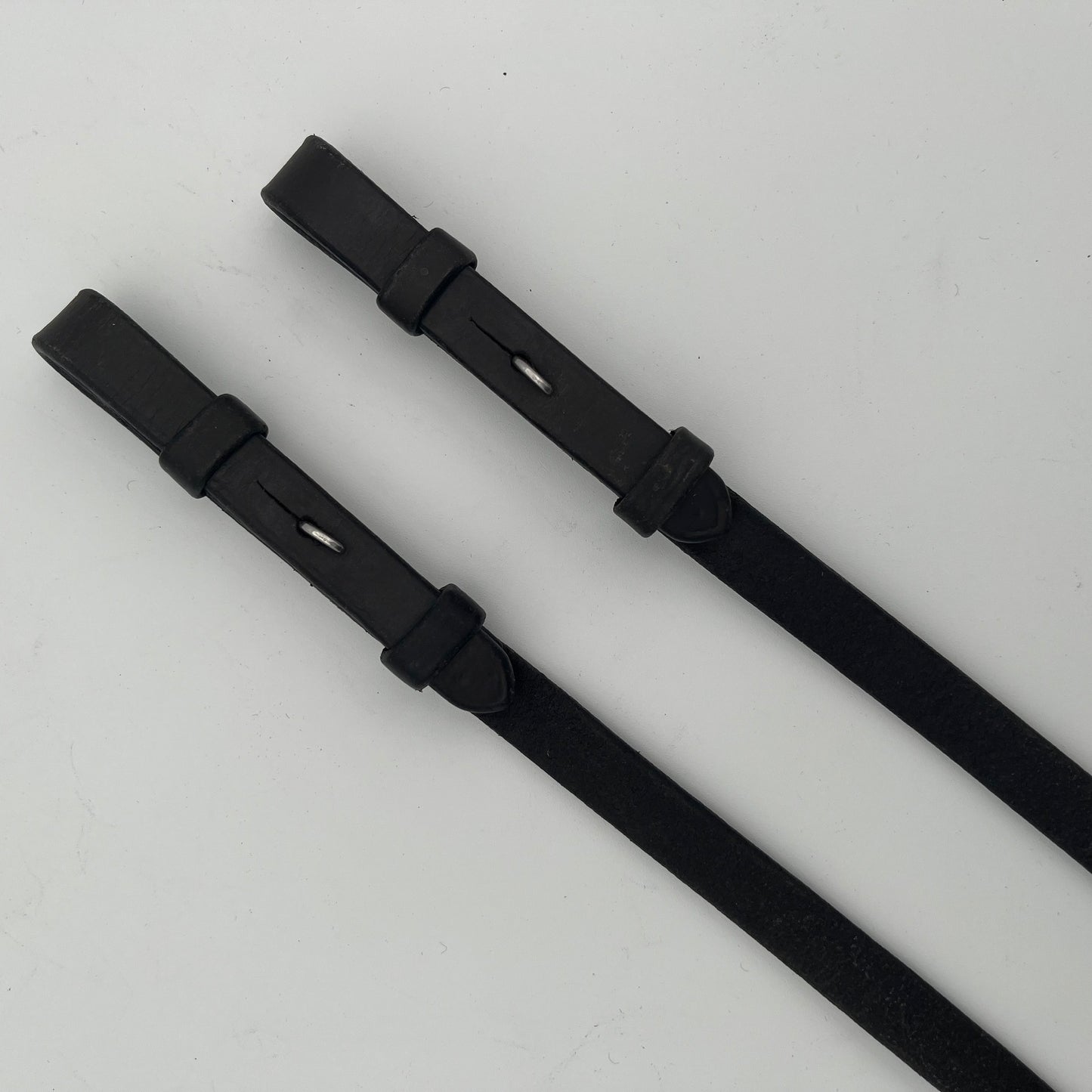 Micklem Brown Cob Leather Reins with Rubber Covers