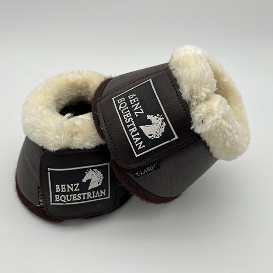 Benz Equestrian Brown Leather Faux Wool Overreach Boots