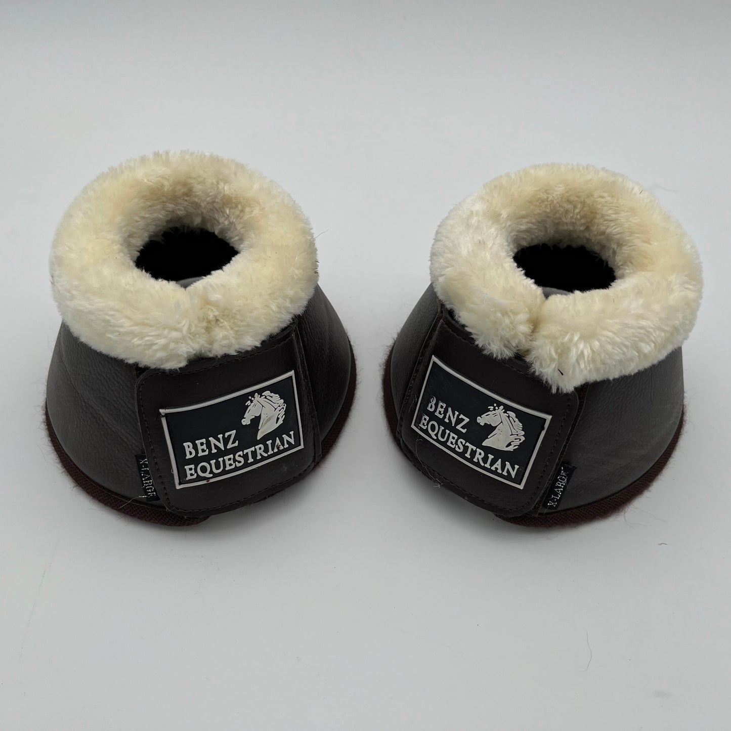 Benz Equestrian Brown Leather Faux Wool Overreach Boots