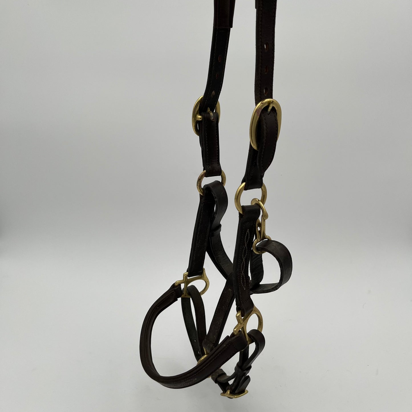 Brown Leather Headcollar with Brass Buckles