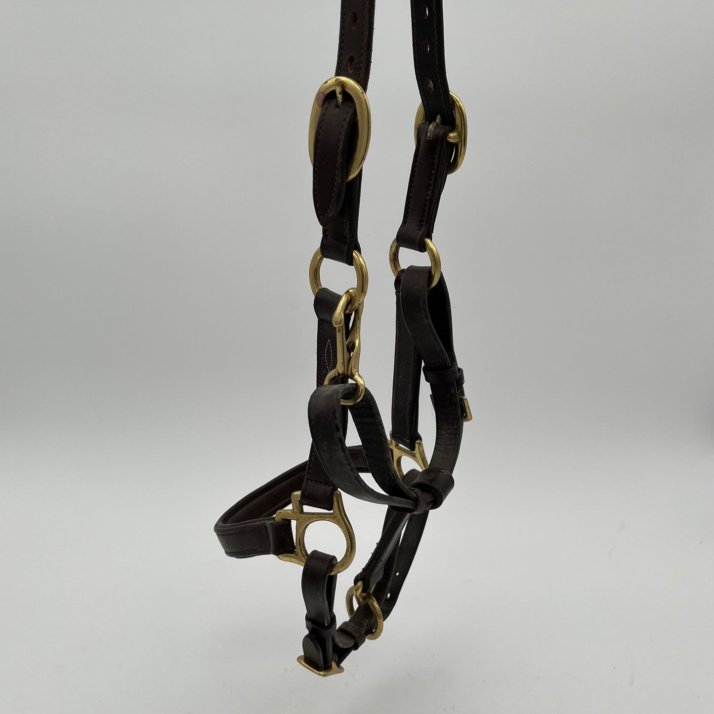Brown Leather Headcollar with Brass Buckles