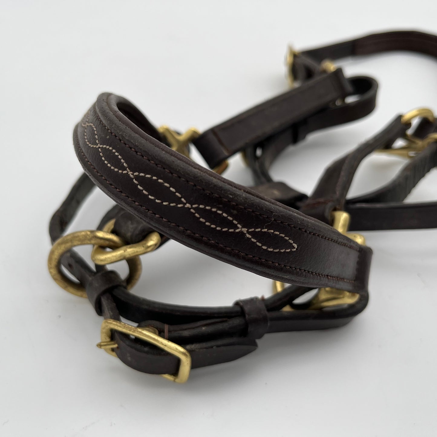Brown Leather Headcollar with Brass Buckles