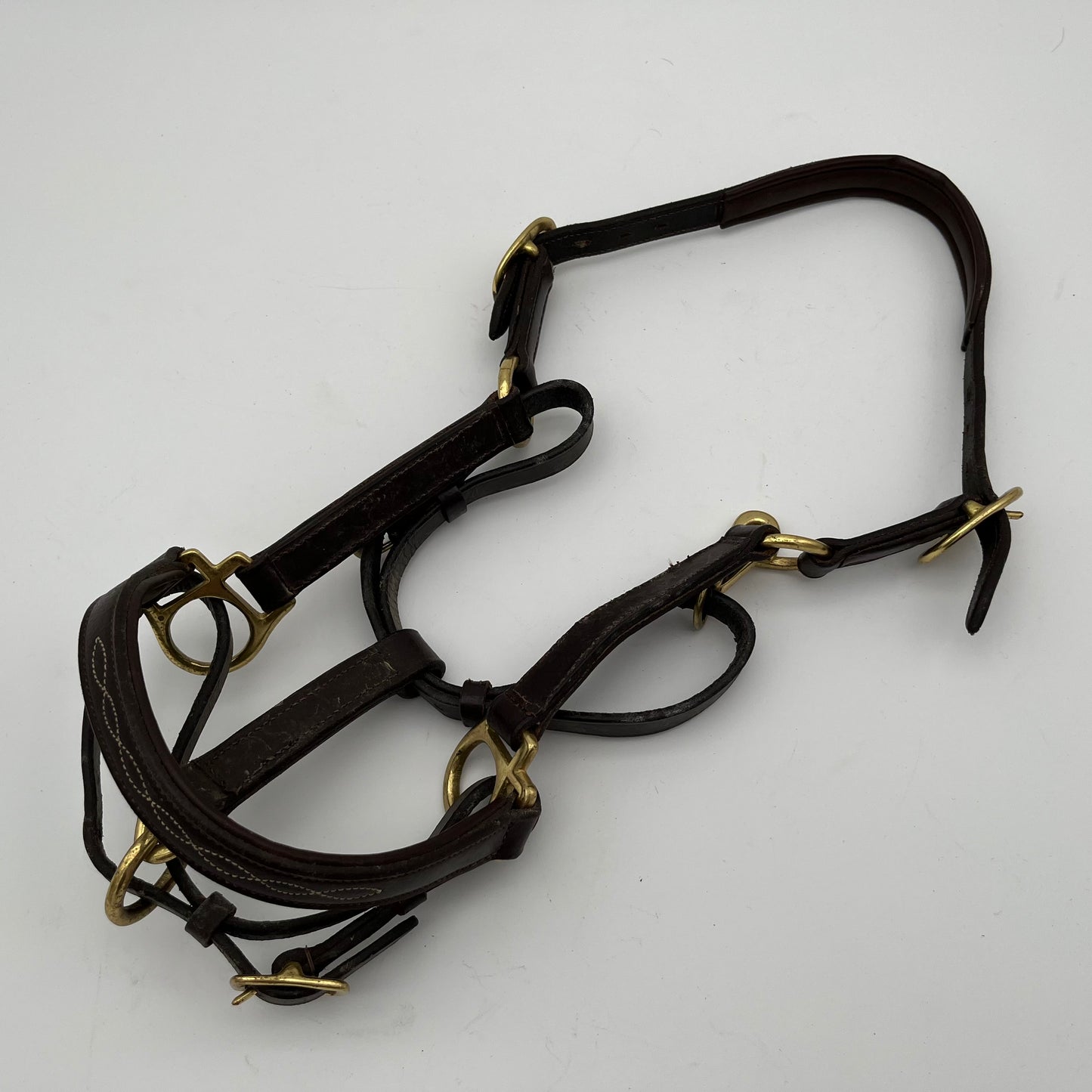 Brown Leather Headcollar with Brass Buckles